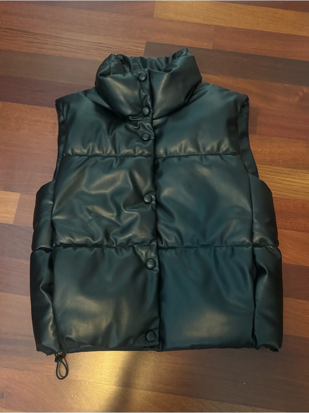 Zara Black Faux Leather Puffer Vest